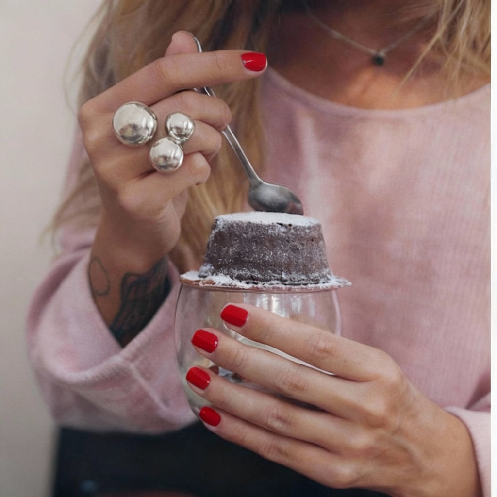 VS10-Handmade Silver Triple Circle Ring – Modern Minimalist Design