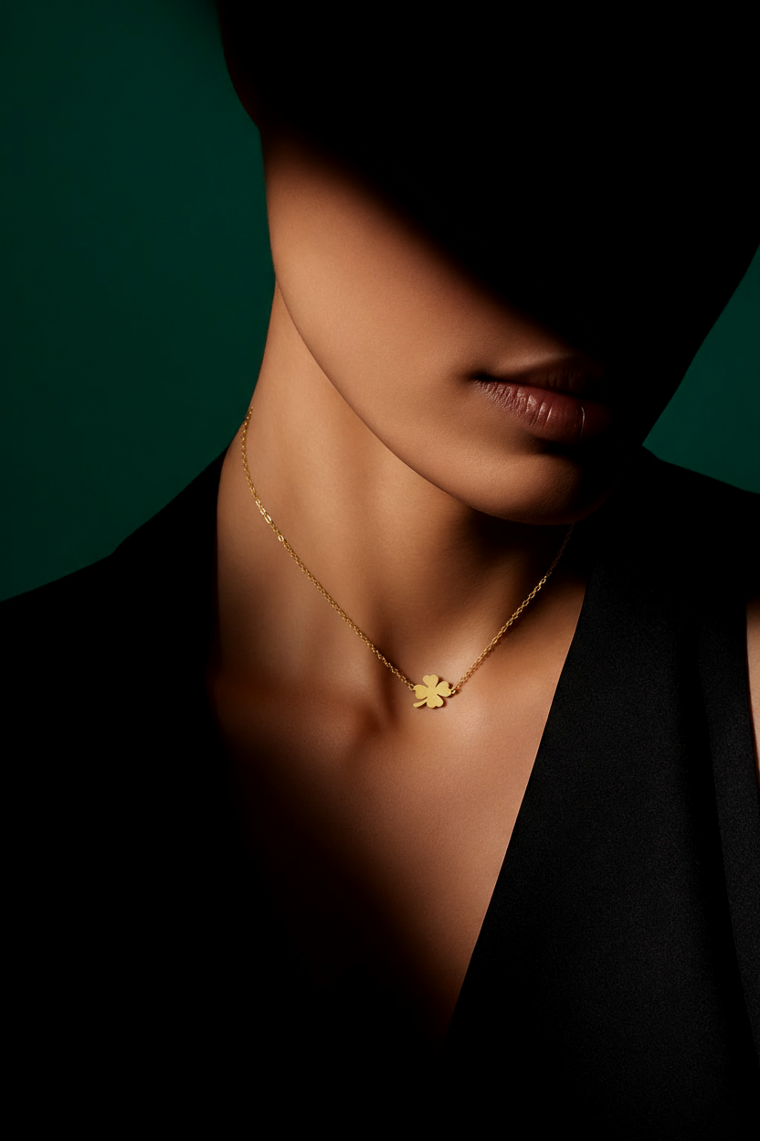 VS2-Silver Four-Leaf Clover Necklace – Symbol of Luck