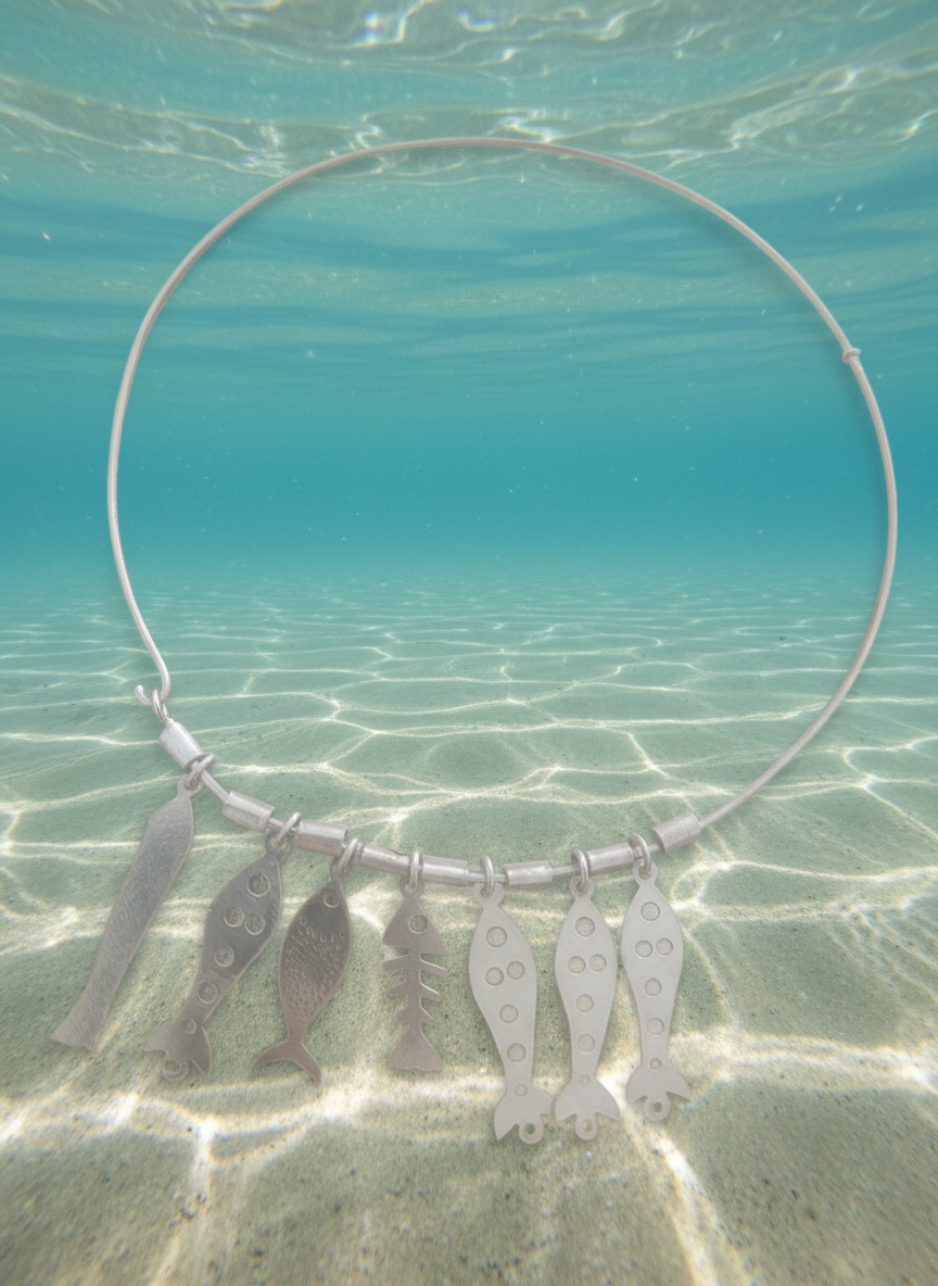 VS25-handcrafted  Silver925 choker fish