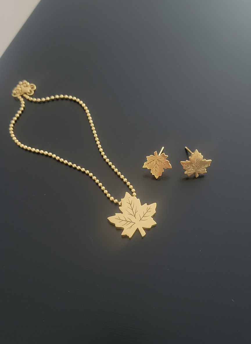 VS3-handcraft Silver Leaf Earrings & Pendant – Nature Inspired Elegance