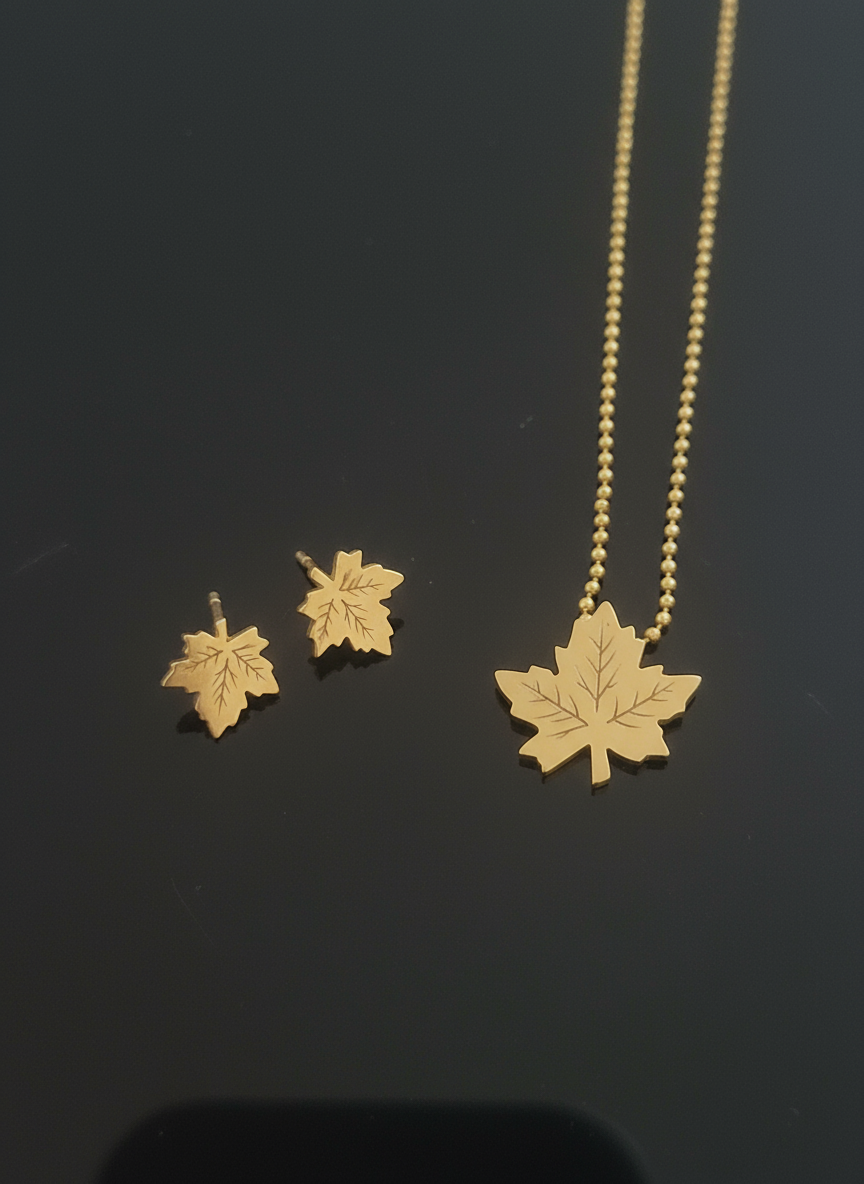 VS3-handcraft Silver Leaf Earrings & Pendant – Nature Inspired Elegance