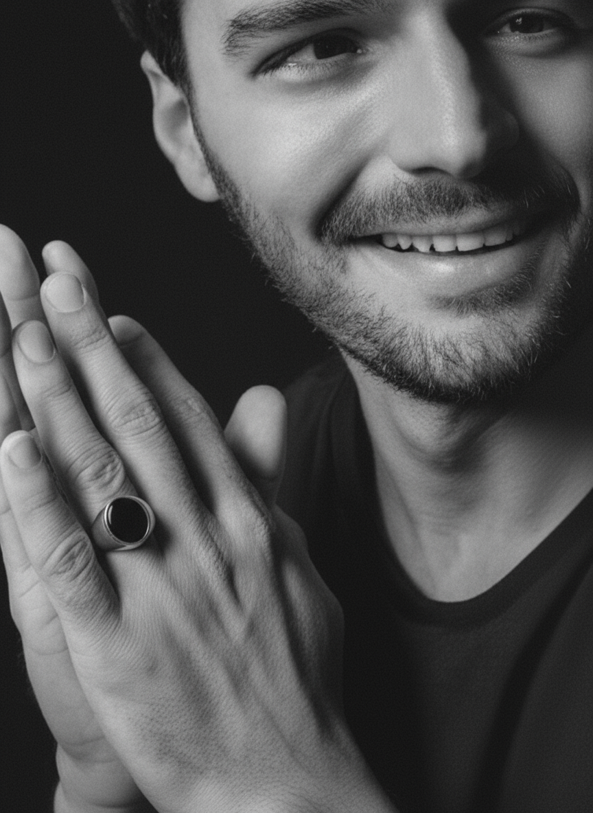 VS12-handcrafted Silver925 ring features a stunning Onyx stone