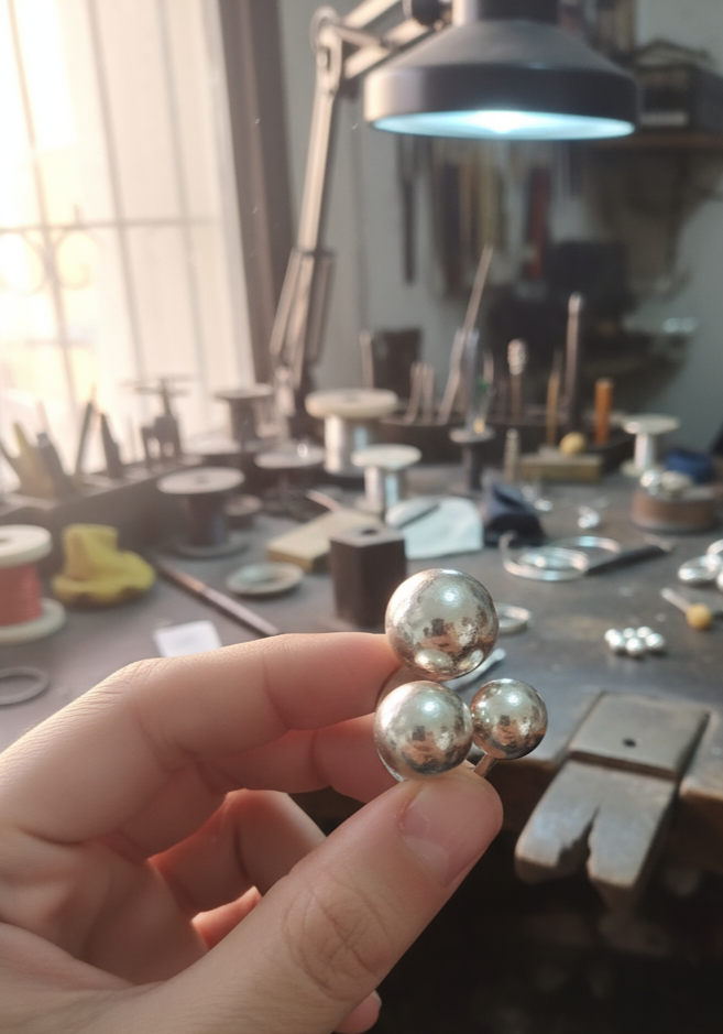 VS10-Handmade Silver Triple Circle Ring – Modern Minimalist Design