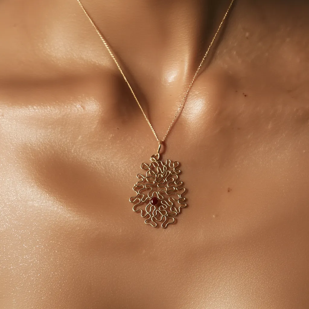 VS4-Gold-Plated Cluster Necklace with Garnet Stones – Elegant & Timeless